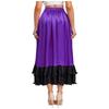 Ladies Spanish Dance Skirt Flamenco Style Ruffled Trim Irregular Hem Satin Elastic Waist Big Swing Skirt