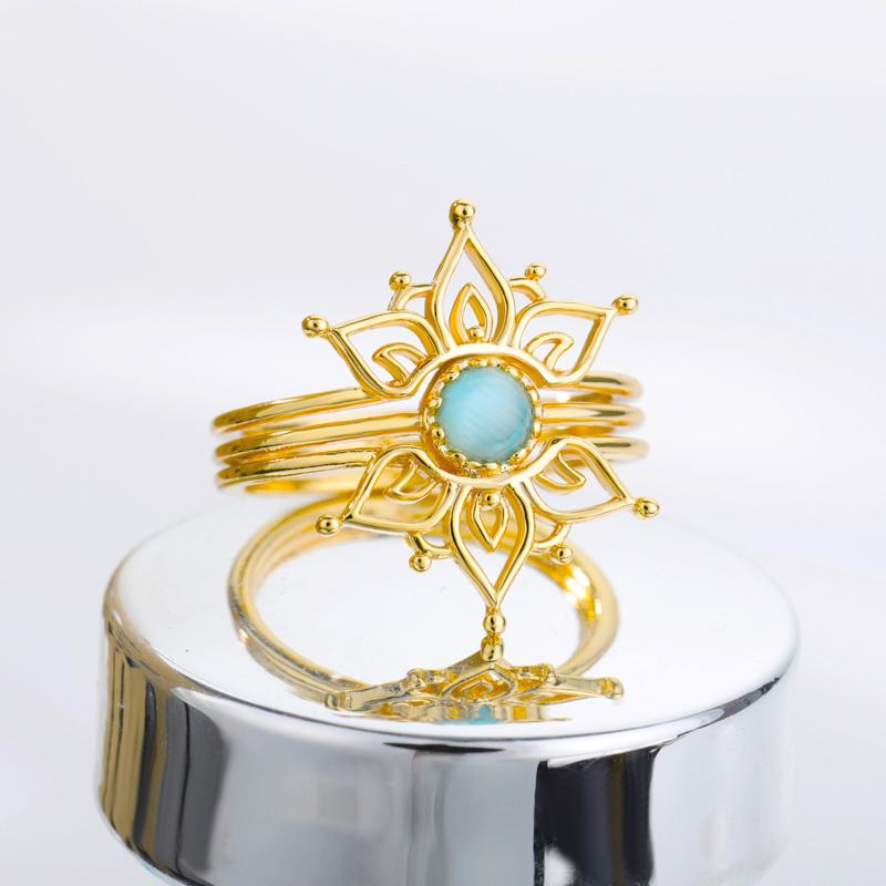 Vintage Opal Sun Rings For Women Gold Color Stainless Steel Sun Ring Wedding Party Jewelry Gift Accessories Best Friend
