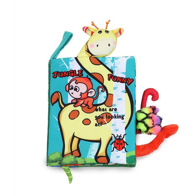 Bbsky Baby Tail Cloth Book 3d Tail Animal Cloth Book Tearable Cloth Book 0-1 Year Old Early Education Toy Book