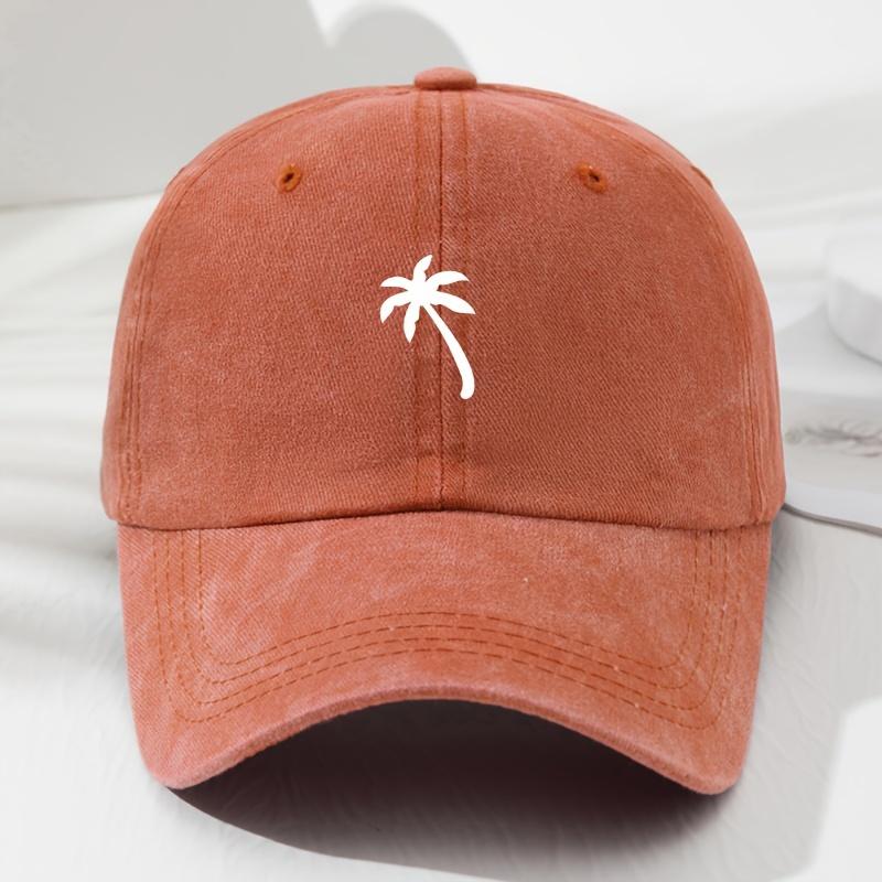 

Unisex Small Coconut Tree Print Soft Top Baseball Cap Fashionable Outdoor Hat with Adjustable Girth помаранчевий