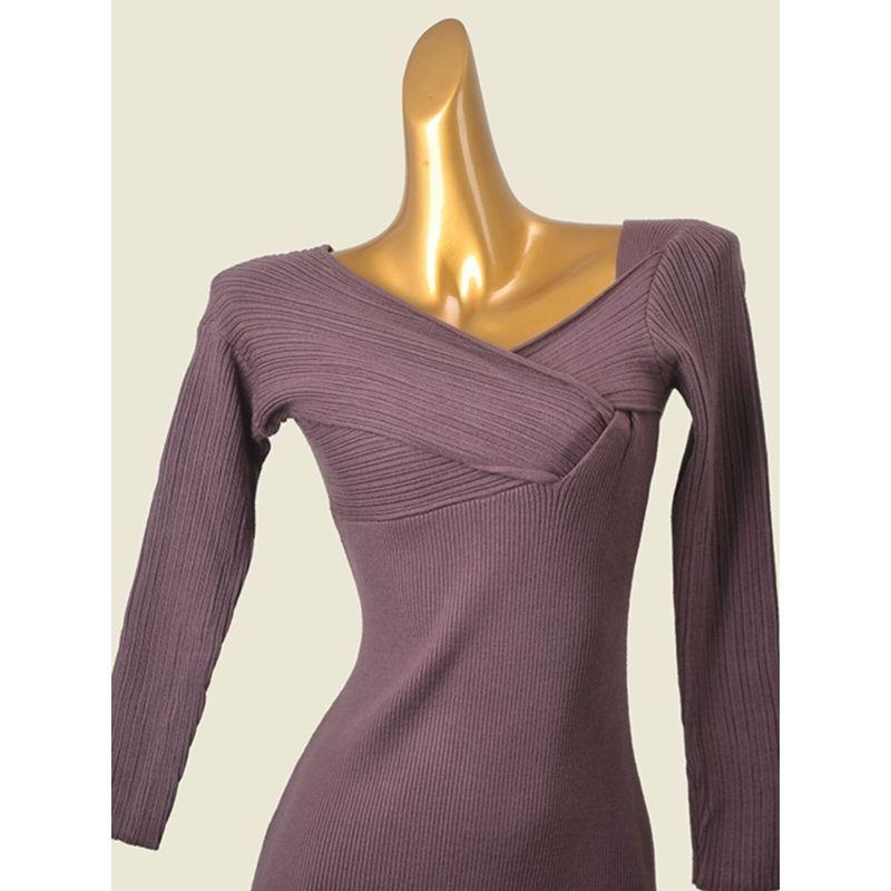 Stylish Silm Bodycon Dress Fashion Wind Long Sleeves Heattech Base Knitting Export Dress