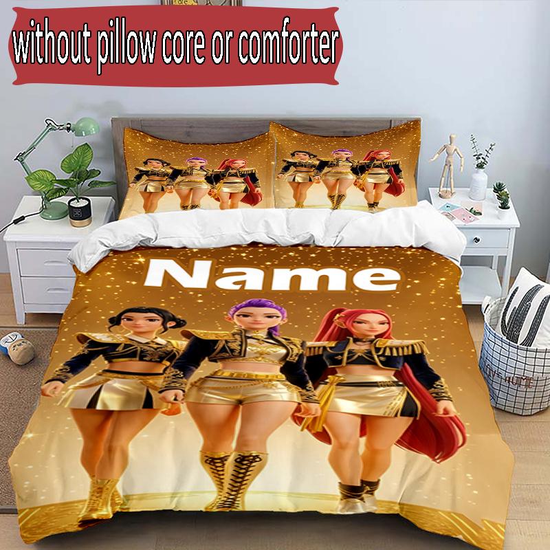 Set copripiumino 3 pezzi (1*Copripiumino + 2*Federe, Senza Nucleo), Set Biancheria da Letto Personalizzato con Nome KPop Cacciatori di Demoni, Decorazione Camera da Letto Casa Regalo