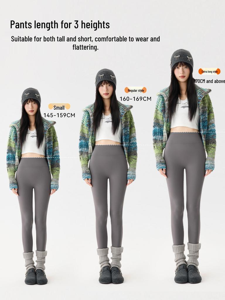 Calças de Yoga Femininas Quentes Estendidas Tubarão - Outono/Inverno Plus Veludo Espessado Base de Algodão Novo Estilo 2025