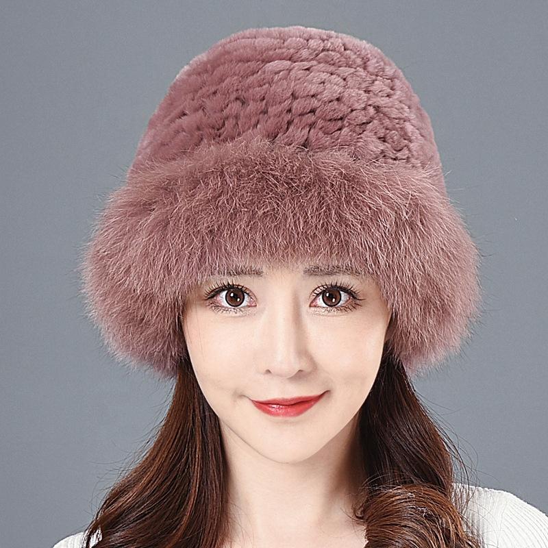 Warm Fashion Lady's Winter Top Quality Fur Hats with Real Fox Fur Real Rex Rabbit Fur Hat Thickened Real Fur Cap