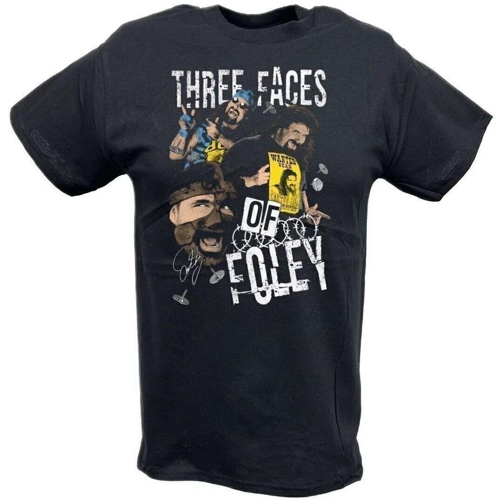 Mick Foley Three Faces Of Foley Black T-shirt Unisex T-Shirt S
