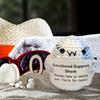 Emotional Support Shark Knitted Doll Positive Crochet Shark Gift Handcrafted Stress Relief Doll with Motivational Card Home Office Decor
