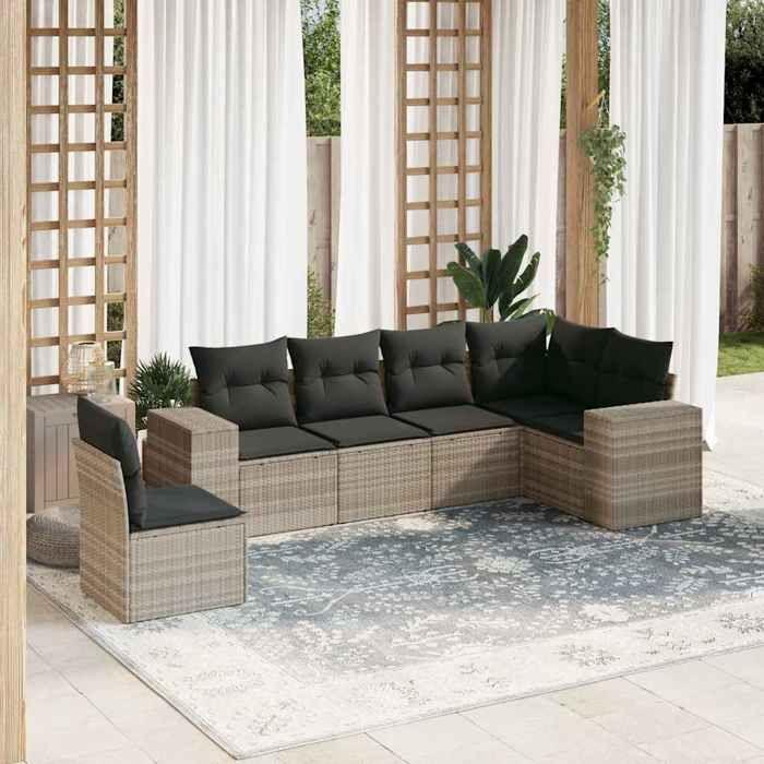 VidaXL Garden Lounge Set with Cushions 6 Pcs, Patio Sofas, Furniture Set, Outdoor Terrace Furniture, Grey 3222631