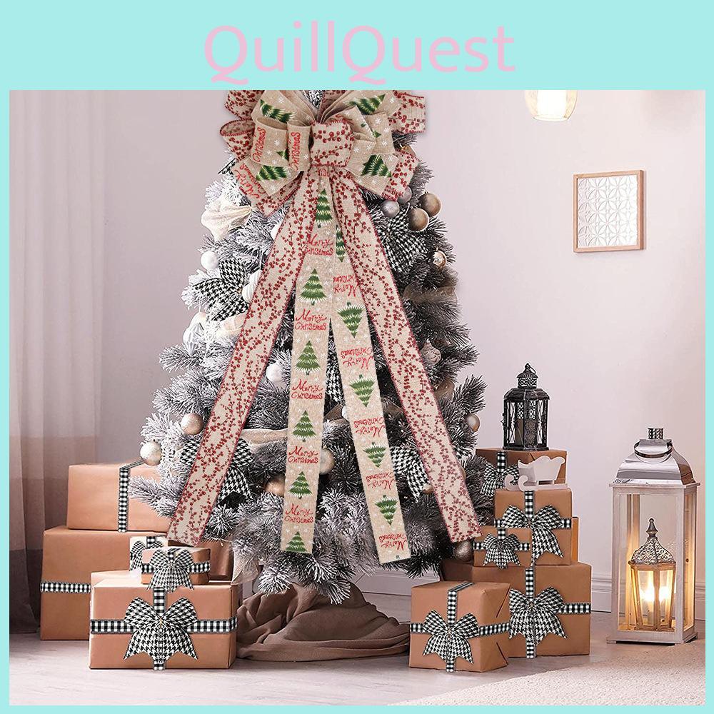 Charming New Fabric Bow For Christmas Tree Decoration In Berry Holiday Style