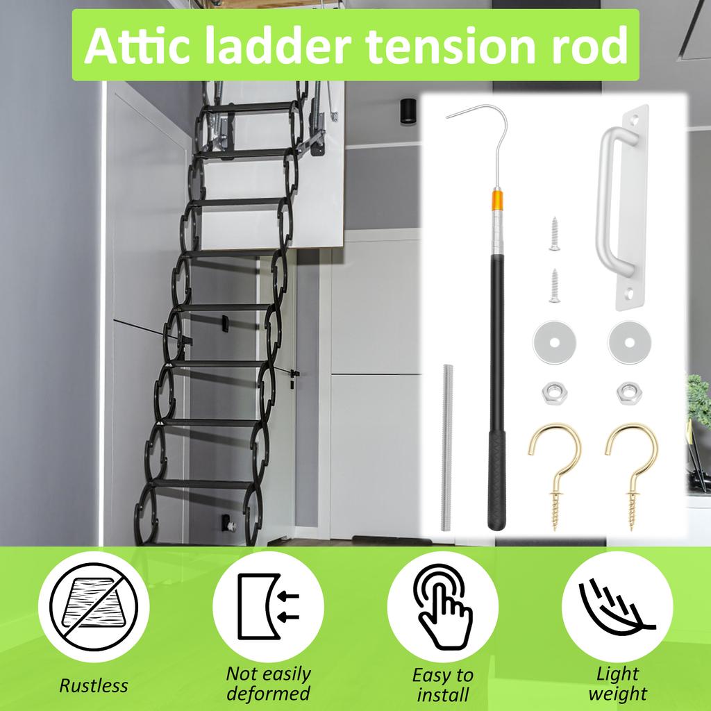 Loftstrapp Dør Nedtrekk Kroksett Bærbar Loftstige Nedfellingssystem Krok Delssett for Enkelt Tau Skifte
