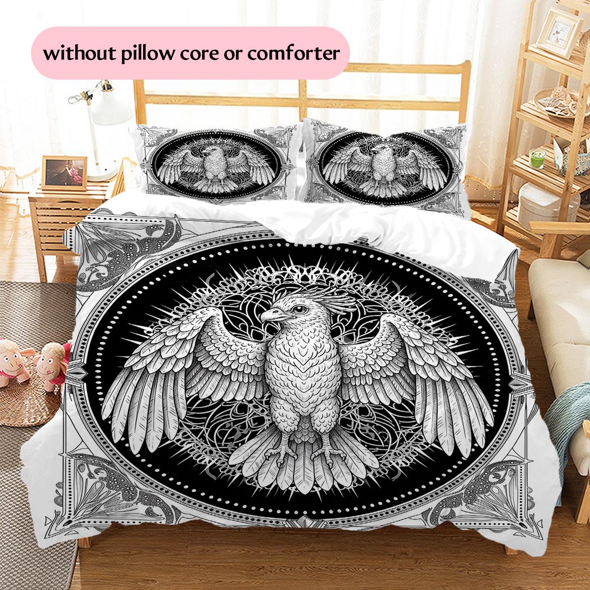 

Black and White Bird Pattern Bedding Quilt Set Home Decoration Gift (1 * duvet cover + 2 * pillowcase, without core) 135x200cm