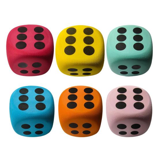 6Pcs 3.8/6/8CM Giant EVA Foam Dice Rounded Corner Six-Sided Large Dice Gaming Dice Toy Board Game Prop Game Casino Themed Party Decoration