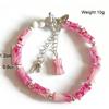 Bamboo Style Butterfly Milky Pink Bead Elastic Bangles Girl Bilezik Bracelet Women Jewelry Pulseras