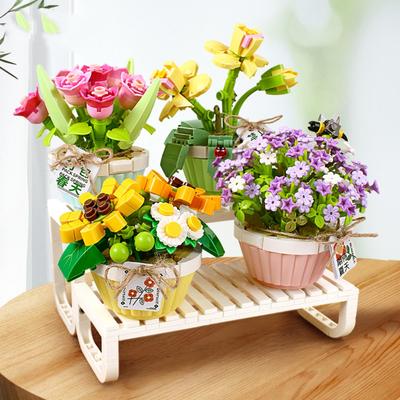 Mini Building Blocks Flowers DIY Plant Bouquets Potted Plant Models Assembled Toys Suitable for Home Decoration Holiday Gifts
