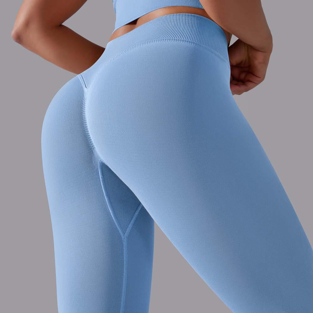 Cross-Border Outdoor Nude Feel Tight Fit Yoga Leggings - Solid Color Hip-Lifting Design