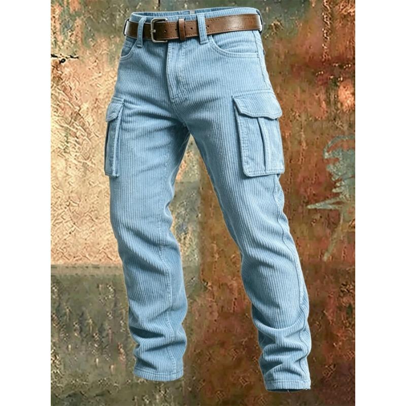 Men S Slim Fit Cargo Pants With Pockets Outdoor Casual Long Trousers