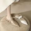Fashion Shoes Mules Women 2025 Cover Toe Ladies' Slippers Low Pantofle New Pointed Flat Summer Slides Rome PU Hoof Heels Scandals