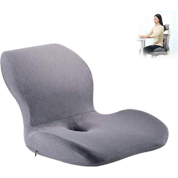 Office Chair Cushions One-Piece Memory Foam Seat Cushion Lumbar Support Cushion for Pback and Butt Ressure Relief , Sciatica Pain , Tailbone