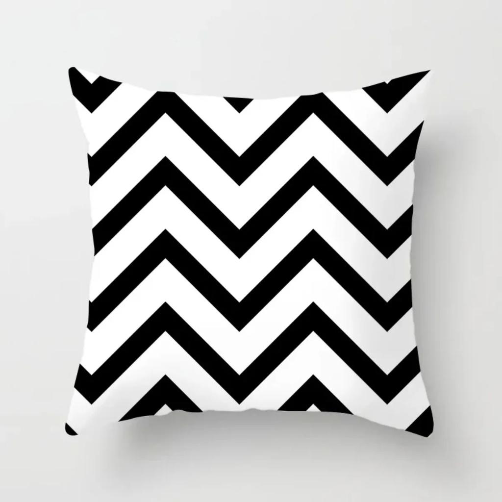 Geometrischer Kissenbezug Schwarz und Weiß Kissenbezug Gestreift Gepunktet Kissenbezug Gitter Dreieckig Geometrischer Kissenbezug