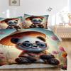 3-teiliges Anime-Panda-Bettwäscheset - Enthält einen Bettbezug und zwei Kissenbezüge (Kein Kern) - Heimdeko, Festivalgeschenk, Polyesterstoff, Cartoon