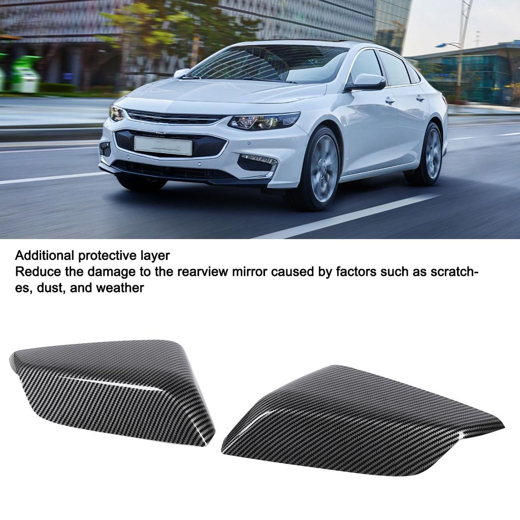 2PCS Door Mirror Cap Carbon Fiber Style Strong Protection Weatherproof Wing Mirror Cover Trim for Malibu 2016 To 2020
