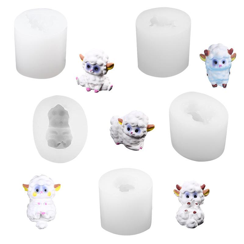 Cute Sheep Silicone Candle Mold With Bow Sitting Sheep Cute Design Diy Suitable Handmade Crafts Candles Plaster Soap Home Decor