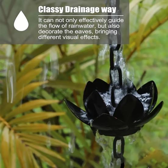 Outdoor Lotus Rain Chain Heavy Duty Metal Garden Hanging Rain Catcher Cups Outside Gutters Downspouts Replacement Decorative Rain Chain