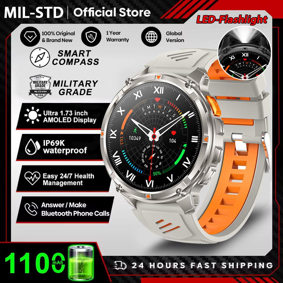 2026 New Outdoor 1100mAh Large Battery Watches Men GPS Compass Waterproof Sports Smart Watch Bluetooth Call AMOLED HD Smartwatch