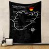Nürburgring Map Track Design Germany Black Patterned Tapestry for Bedroom and Living Room Home Decor