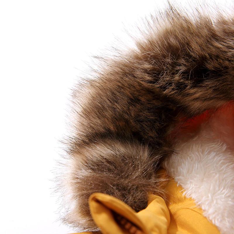 Barne Vinter Gutter Vattert Jakke Pluss Fløyel Tykk Varm Mote Hette Vattert Jakke Barne