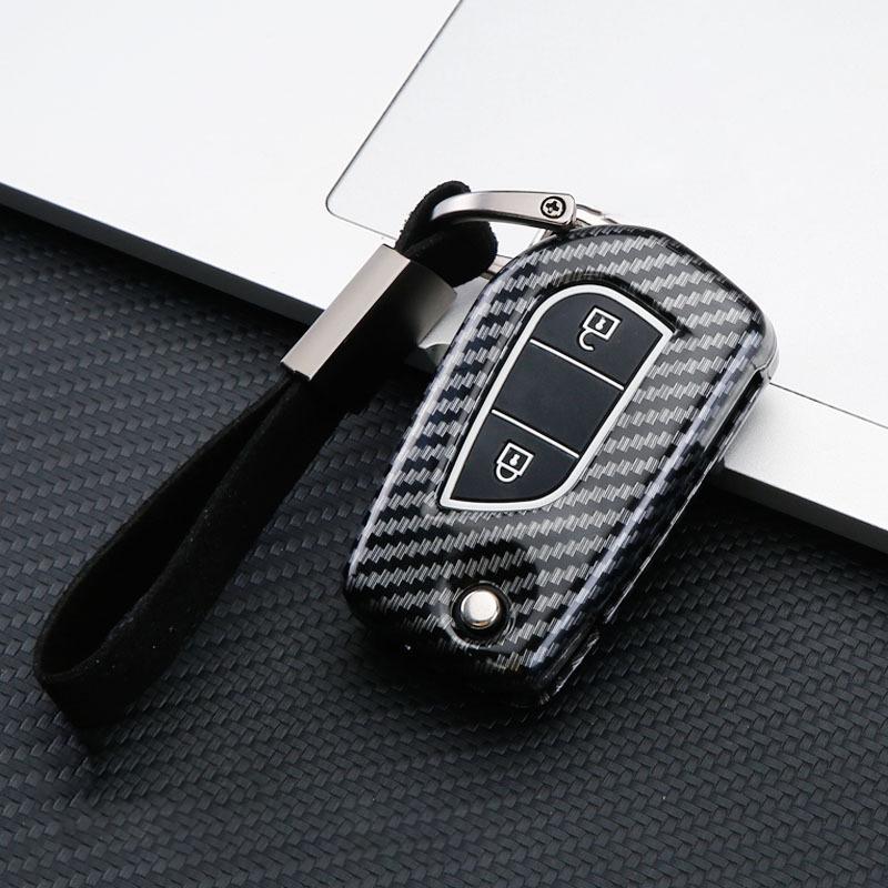Flip 2 3 4 Button Carbon Car Key Case Cover for Toyota Camry 2022 2021 Corolla Key Cover Car Accessories Keychain Keyring Holder