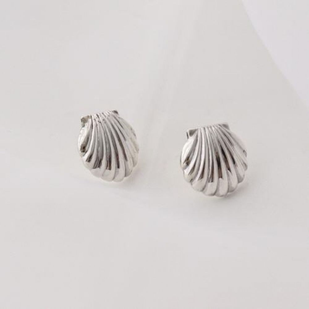

3D Shell Texture Earrings Mini Shell Silver Earrings