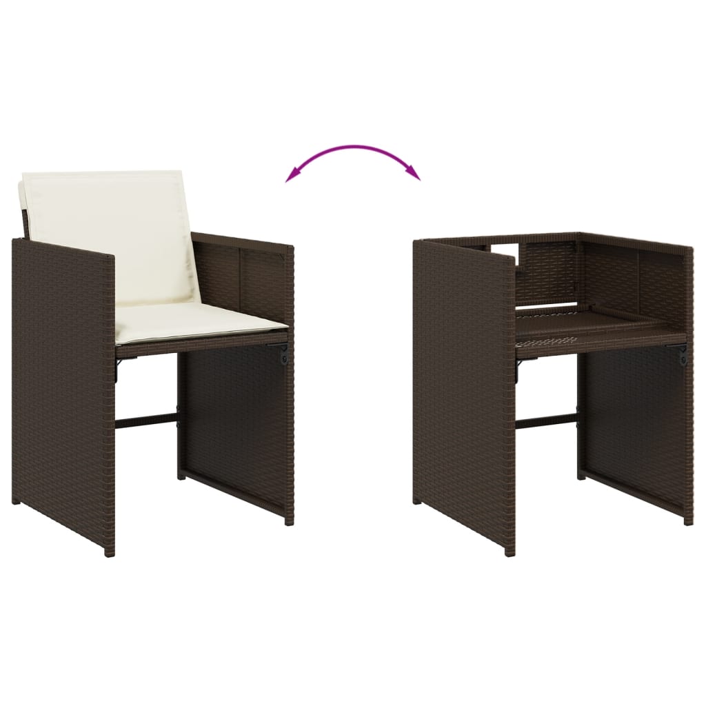 Vidaxl 5-Cz. Garden Furniture Set With Cushions, Brown, Poly Rattan