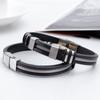 Man Bracelets Stainless Steel Casual Adjustable Bracelet For Men Waterproof Silicone Bangles Black Wristband Punk Trendy Jewelry