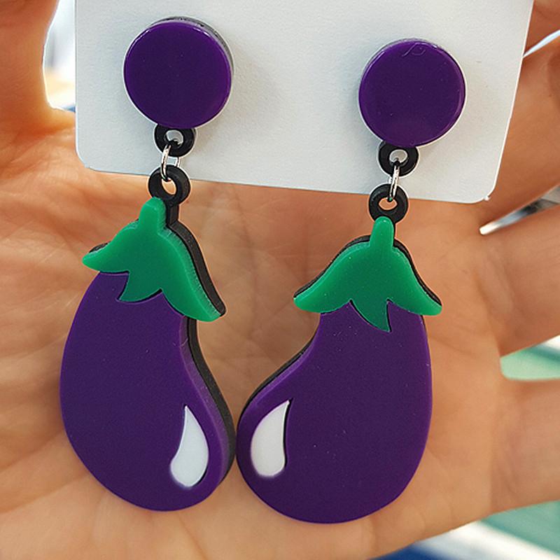 Trendy Funny Fruit Vegetables Acrylic Women's Drop Earrings Cute Strawberry Watermelon Lemon Cherry Dangle Earring Party Jewelry