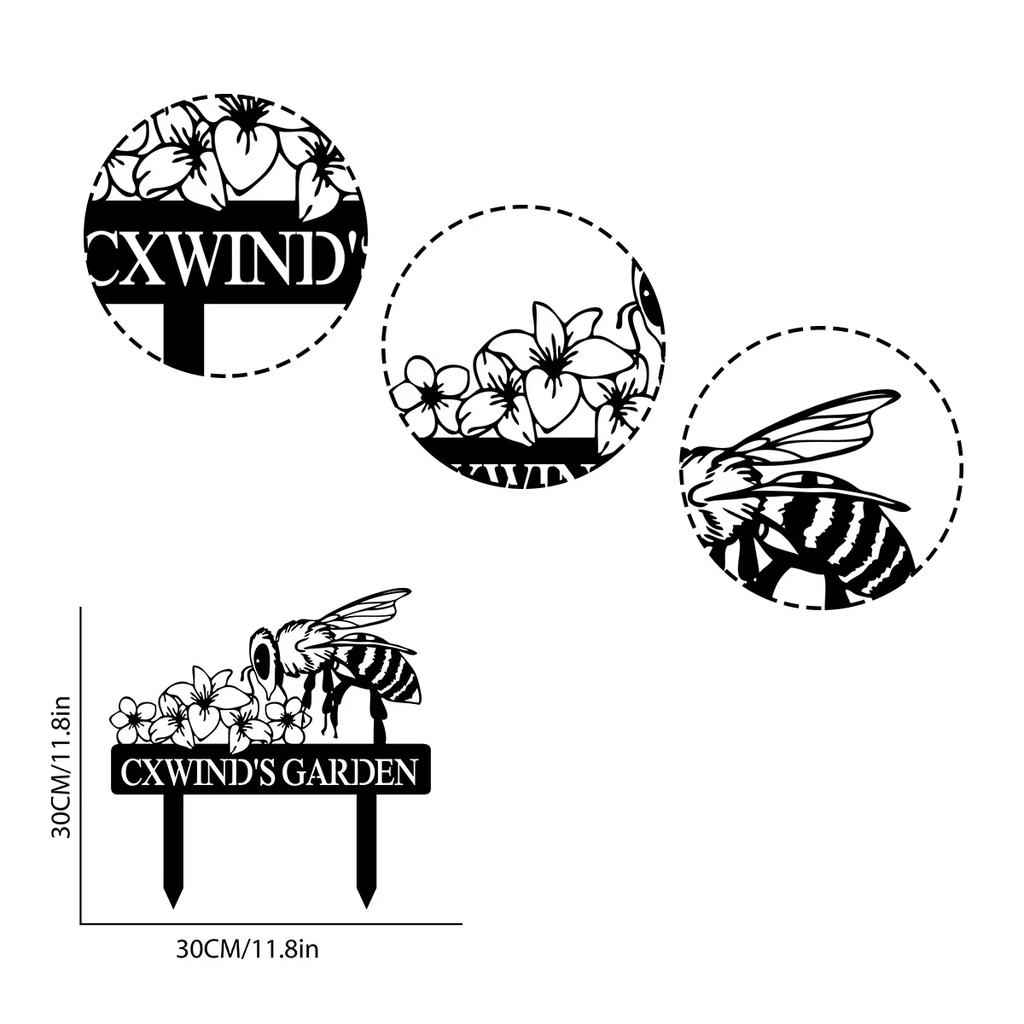 Metal Garden Sign Bee Decor Yard Art Personalized Gift