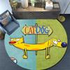 CatDog Round Area Rug,Carpet Rug for Living Room Bedroom Sofa Playroom Decor,Non-slip Floor Mat