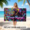 Abstract Geometric Theme Soft Beach Towel Personalized Custom Name Text Towel Portable for Beach Pool Travel