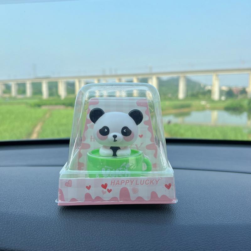 Car Bobble Head Dashboard Car Dash Decorations Solar-Powered Shaking Head Doll Animal Ornament For Women Men Inside Home Desktop