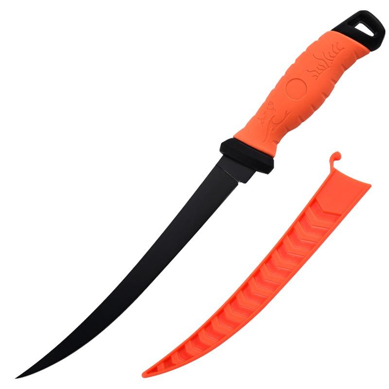 Non-slip Fish Scale Scraper Stainless Steel Fish Fillet Cutting Knife Rubber Handle Multifunctional Fishing Knife Fishing Tool Fishing Gear