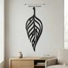 Modern Large Metal Leaf Wall Art, Minimalist Botanical Sculpture with Rotating Hook for Indoor Outdoor Home Decor