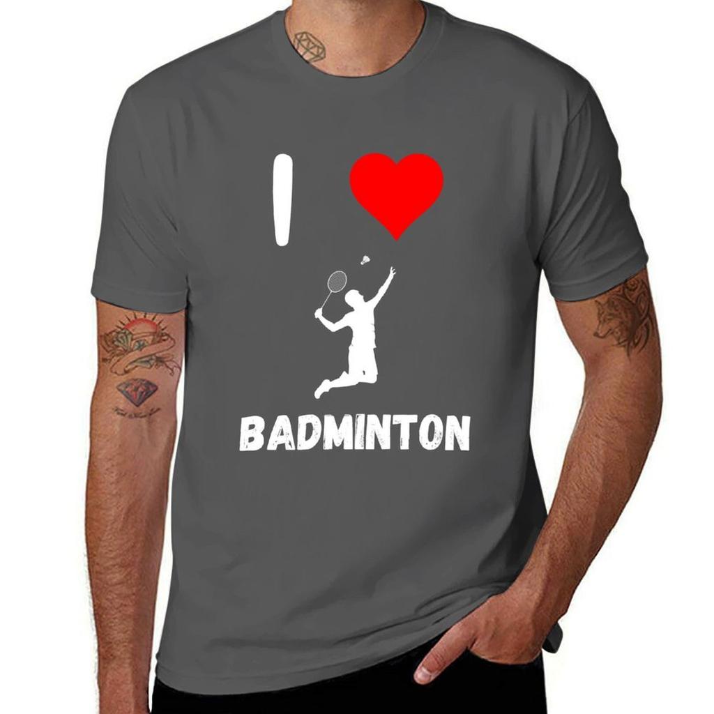 I Love Badminton Red Heart Badminton Passion Racquet Smashing TShirt Big and Tall Gym TShirt