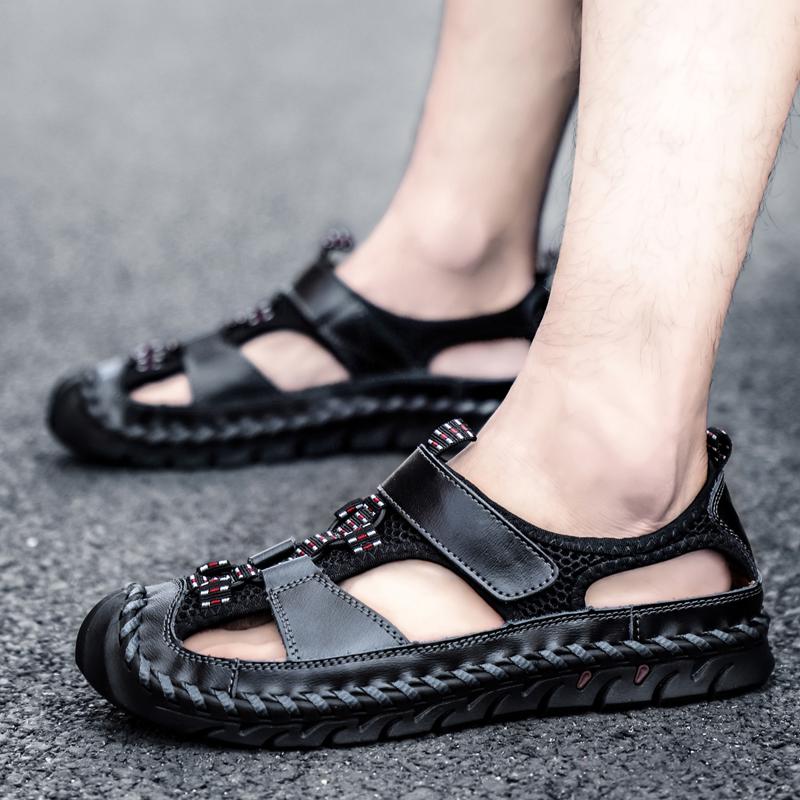 New Men's Sandals Baotou Dual Use Outside Wear Leisure Beach Breathable Anti-slip Wear-resistant Deodorant Casual Slippers