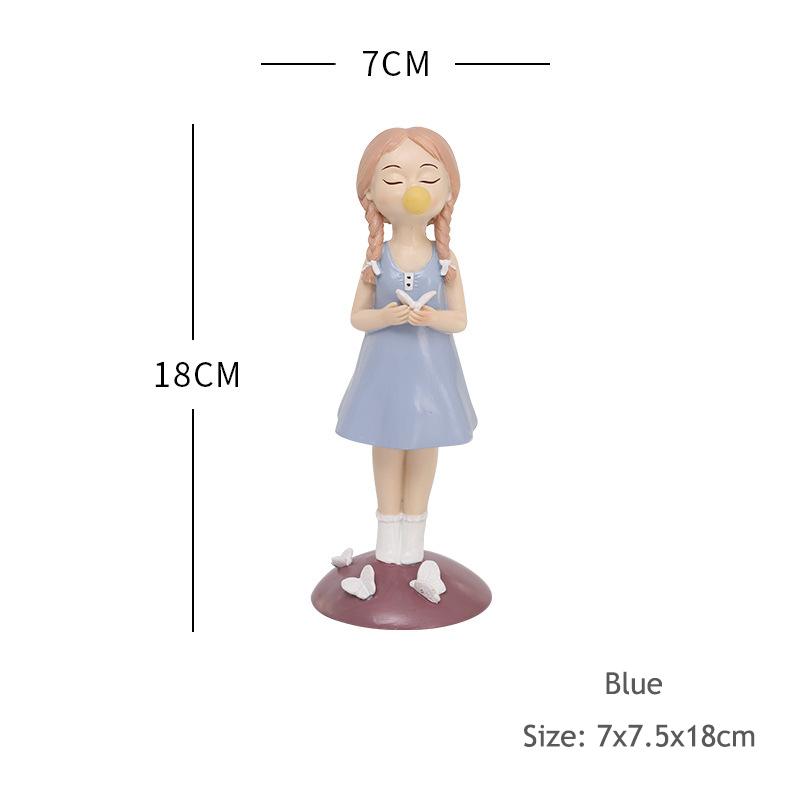 

Милая статуэтка девушки, миниатюрное украшение для торта, центральная часть, мультяшная детская декоративная фигурка, украшение для домашнего рабочего стола, подарок для девушки синий