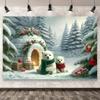 1Pcs Winter Snowy Trees Igloo Bears Decoration Background Winter Backdrop For Photo Studio Photo Booth Party