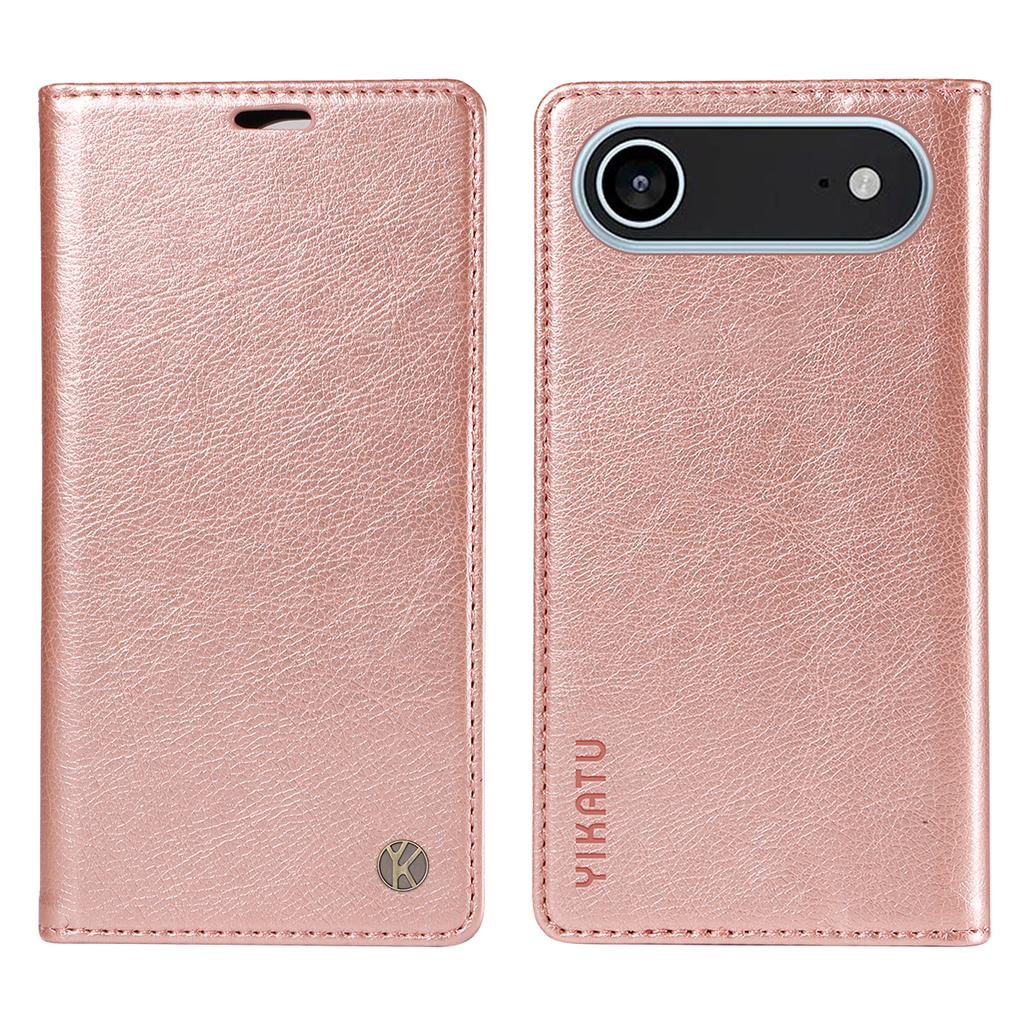 For iPhone 17 Air Wallet Case YIKATU YK-006 Magnetic Closure Leather Phone Cover Litchi Texture