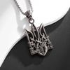 Poseidon Trident Necklace Ukrainian National Emblem Pendant Suitable for Men\\\\\\\\'s Retro Personalized Jewelry