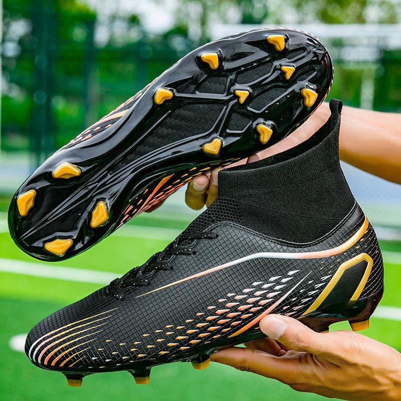 Overseas children's football shoes men's high-top adult student long nails artificial grass women's broken nails football shoes