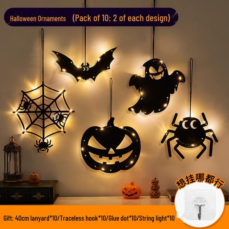 Halloween Hanging Pumpkin Lanterns with String Lights - Festive Scene Décor & Luminous Props