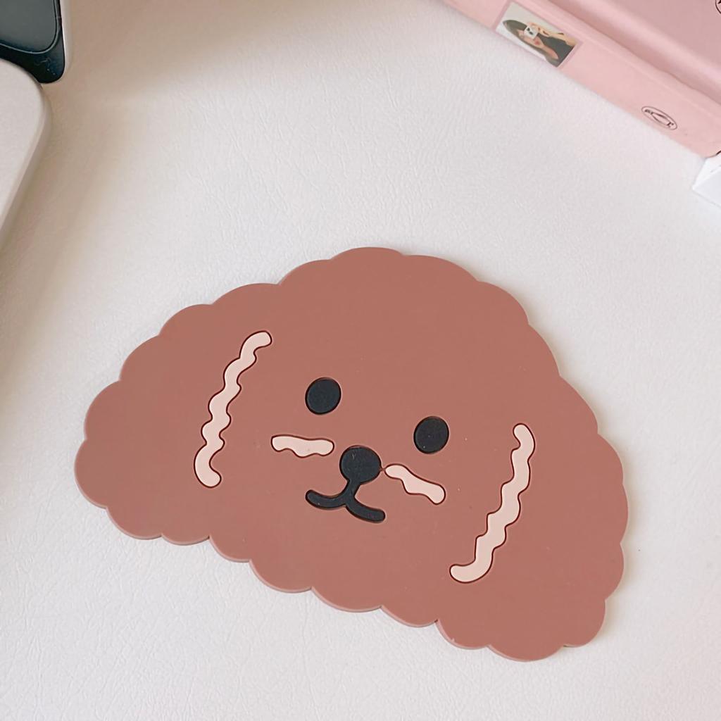 Getränkeuntersetzer Silikon Cartoon Tier Niedlich Leichtgewicht Verhindert Rutschen Bunte Tassenmatte Hund