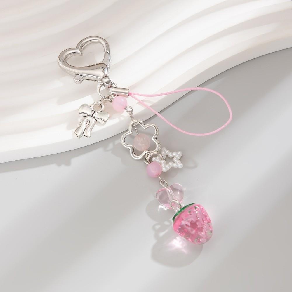 

Cute Flower Beaded Phone Chain Strawberry Design Bag Charm Accessories Keychain Strap Y2K Style Style B